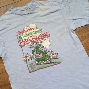 Vtg 1981 Bay to Breakers SF Examiner Cartoon Hanes T-Shirt Single Stitch Blue M
